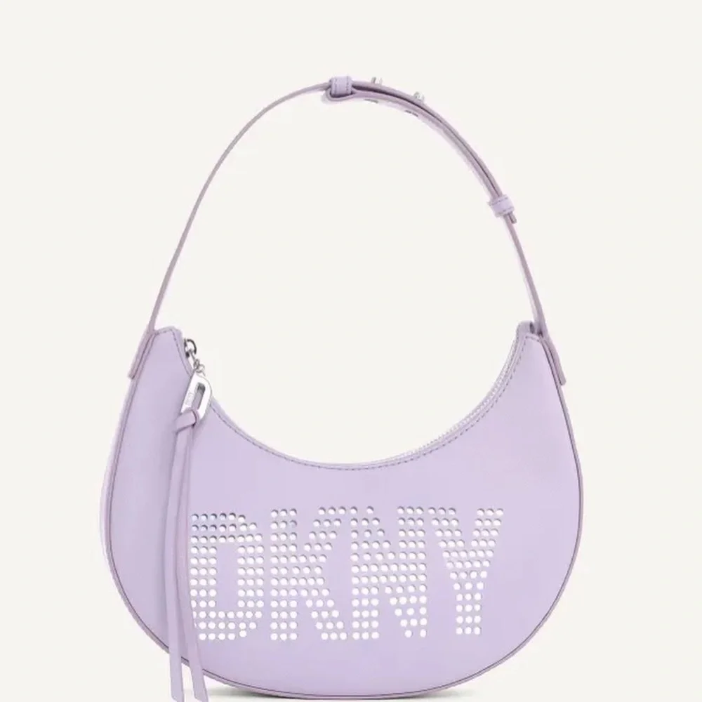 DKNY Essex Saffiano 100% Cow Leather Shoulder Bag in a purple colorway